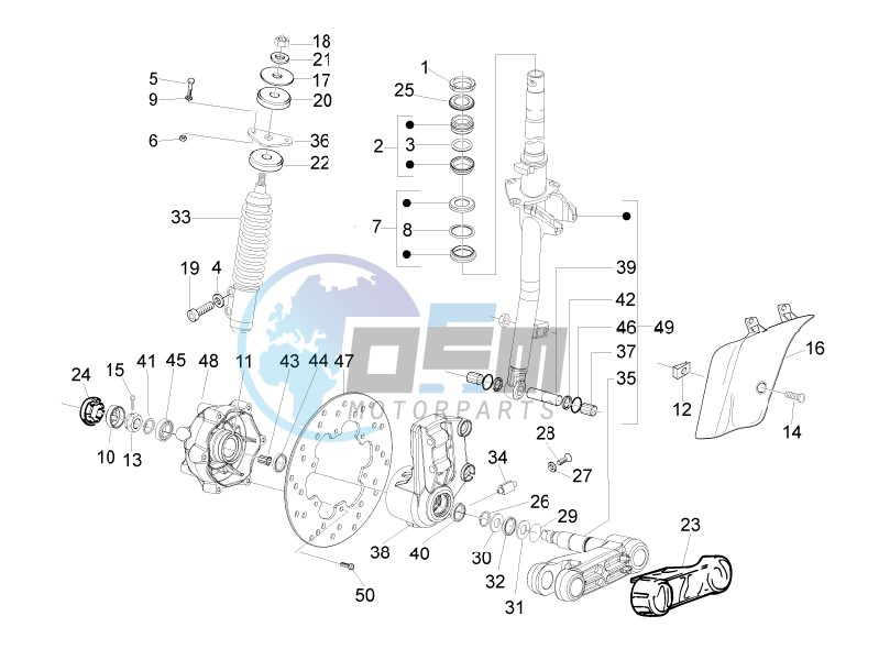 Fork - steering tube - Steering bearing unit