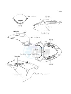 ZX 1000 D [NINJA ZX-10R] (D6F-D7FA) D7F drawing DECALS-- GREEN- --- D7F- -