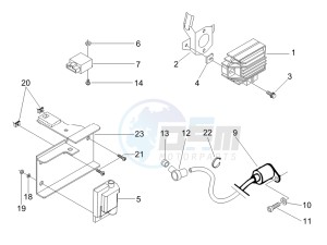 Liberty 200 4t Sport e3 drawing Voltage Regulators - Electronic Control Units (ecu) - H.T. Coil