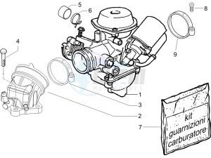 Beverly 125 drawing Carburettor assembly - Union pipe