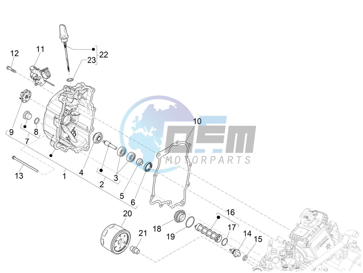 Flywheel magneto cover - Oil filter