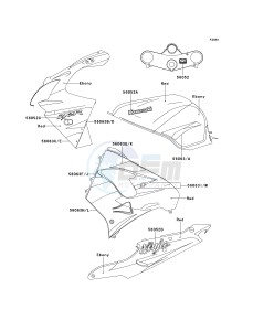 ZX 900 E [NINJA ZX-9R] (E1-E2) [NINJA ZX-9R] drawing DECALS-- EBONY_RED- --- ZX900-E1- -