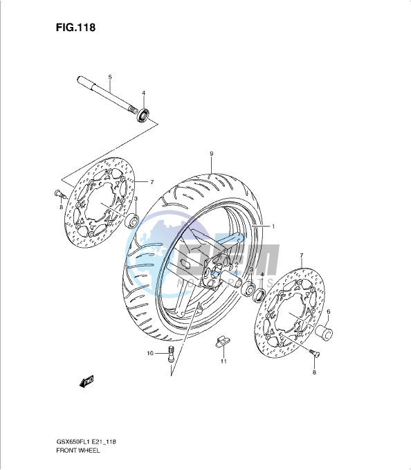 FRONT WHEEL (GSX650FL1 E24)