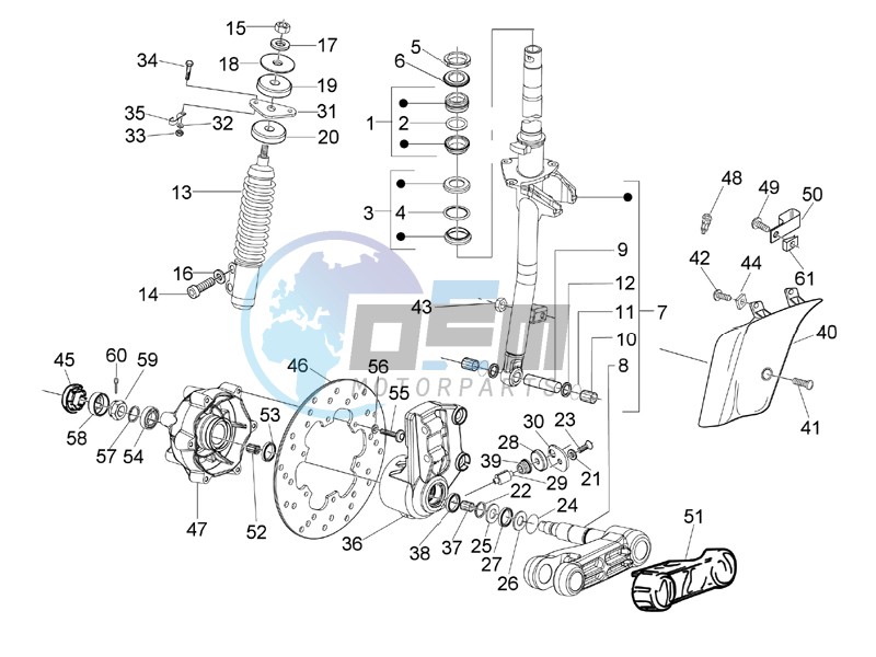 Fork - steering tube - Steering bearing unit