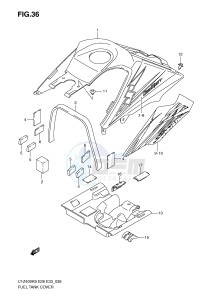 LT-Z400 (E28-E33) drawing FUEL TANK COVER (MODEL K9)