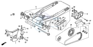 XR200R drawing SWINGARM/CHAIN CASE