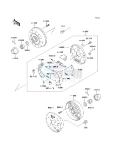 KAF 300 B [MULE 500] (B1-B2) [MULE 500] drawing REAR HUBS_BRAKES