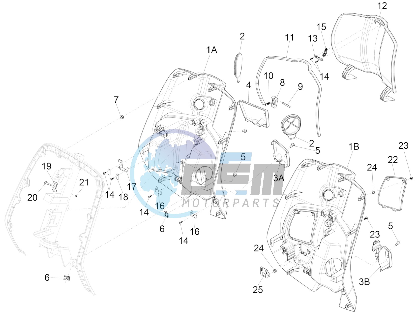 Front glove-box - Knee-guard panel