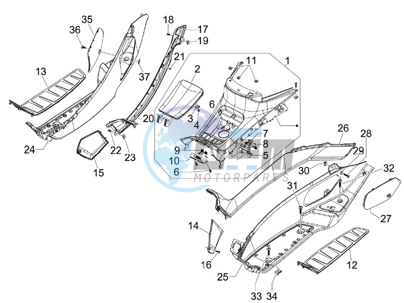 Central cover - Footrests