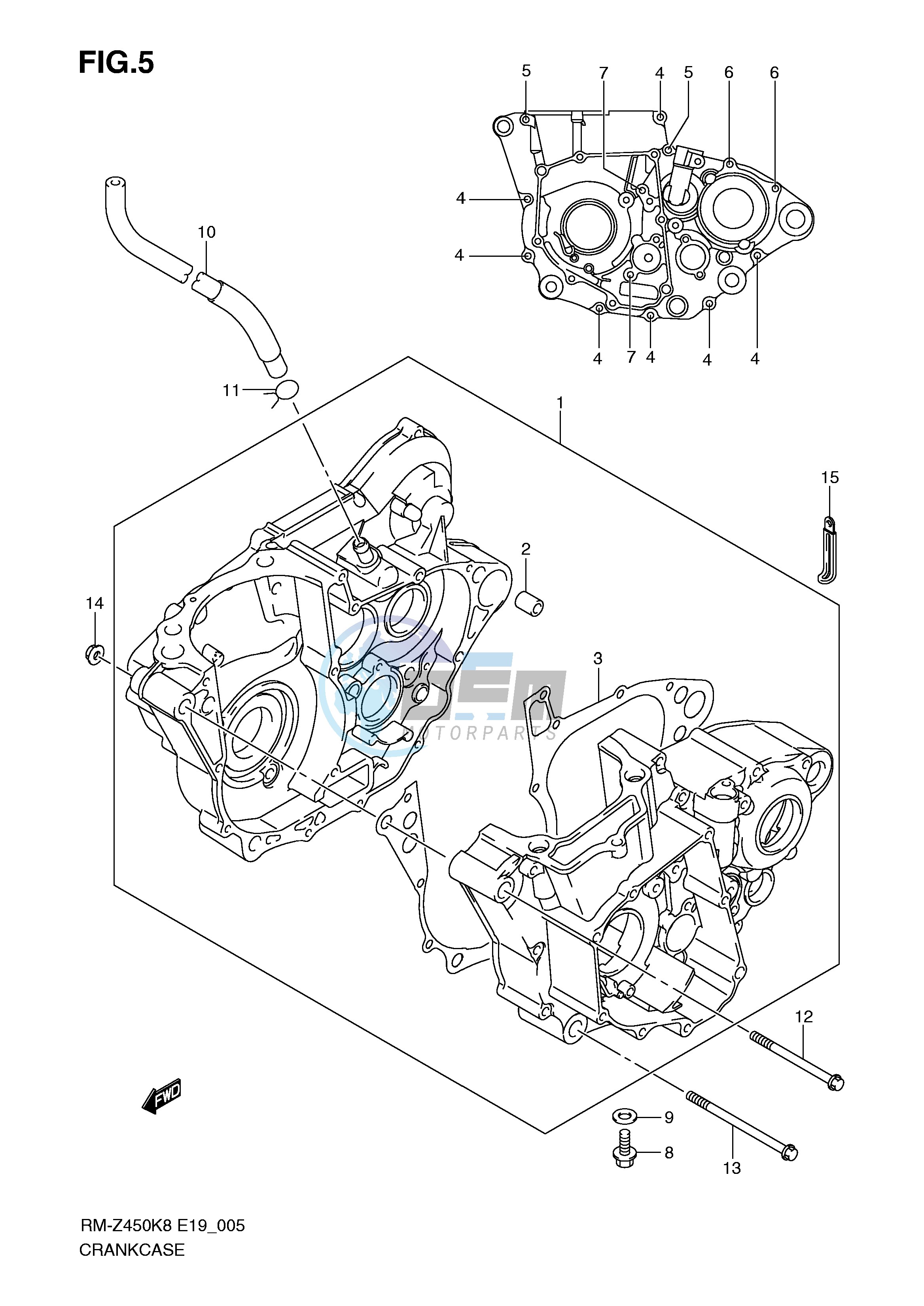 CRANKCASE (RM-Z450K8 K9 L0)