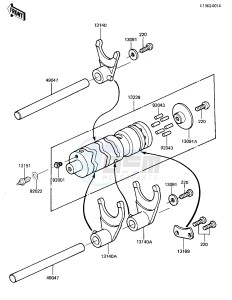 KZ 305 A [CSR] (A1-A2) [CSR] drawing GEAR CHANGE DRUM & FORKS