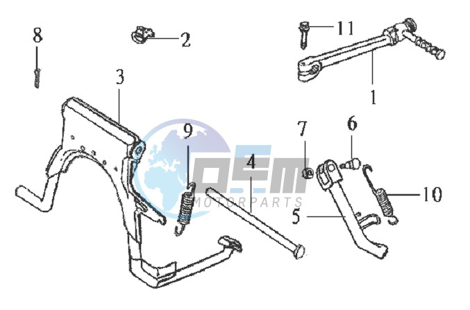 CENTRAL STAND / SIDE STAND / KICKSTARTER PEDAL