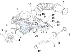 S 50 4T 4V College USA drawing Carburettor  assembly - Union pipe