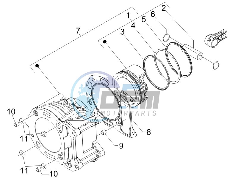 Cylinder - Piston - Wrist pin unit