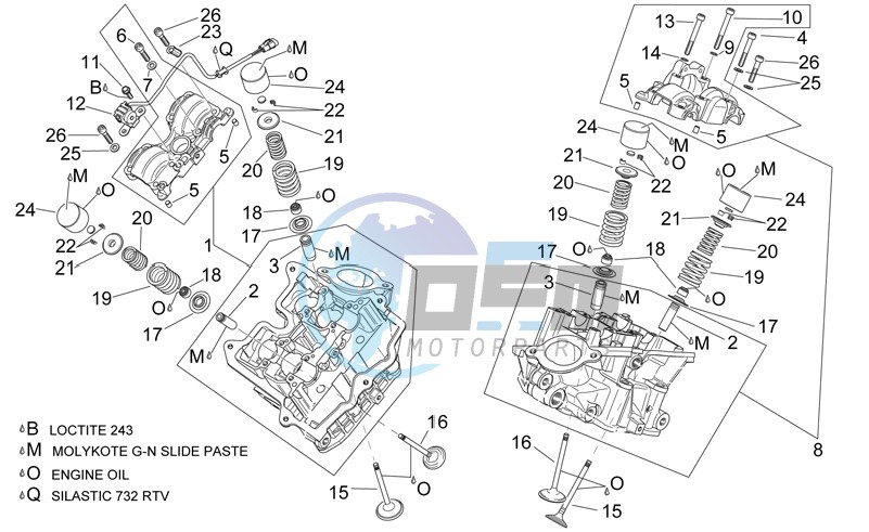 Cylinder head and valves