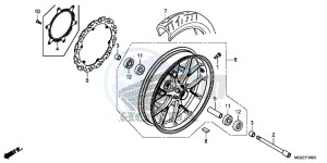 CB500FD CB500F UK - (E) drawing FRONT WHEEL