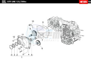 CITYLINE-IE-125-300-WHITE drawing TRANSMISSION COVER - EXHAUST CAMSHAFT  125cc