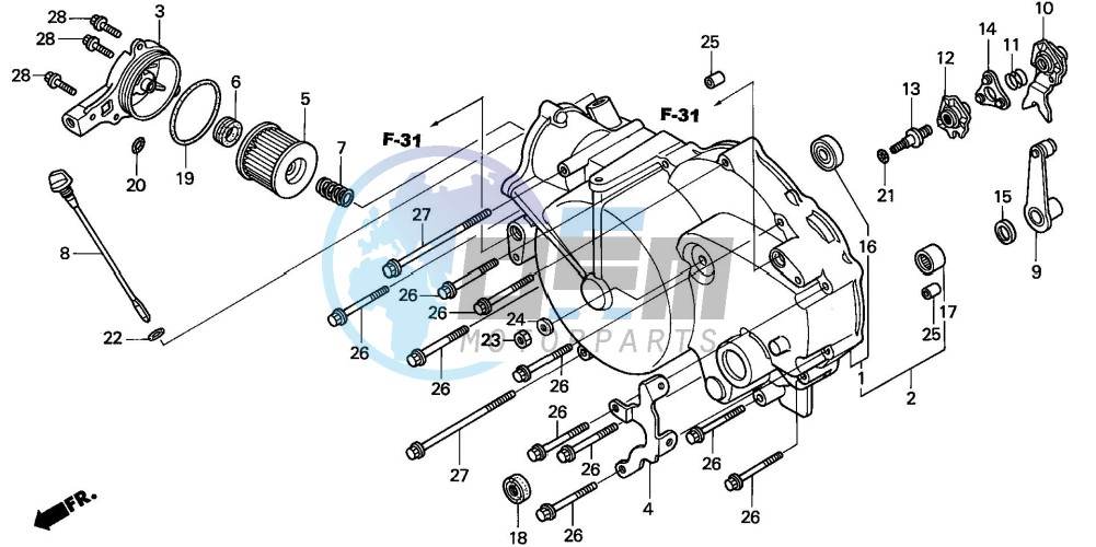 FRONT CRANKCASE COVER (TRX350TM/FM)