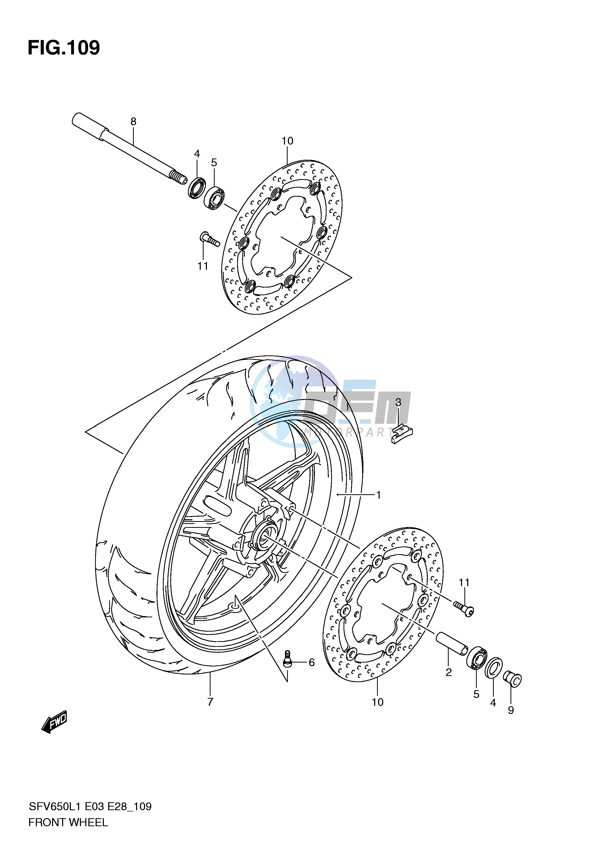 FRONT WHEEL (SFV650L1 E28)