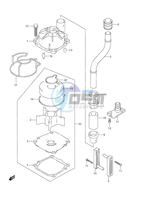 Water Pump DF 140T (S/N 682149 & Newer) DF 140Z (S/N 680234 & Newer)