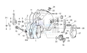 RS 125 (eng. 123cc) drawing Clutch cover- Oil pump