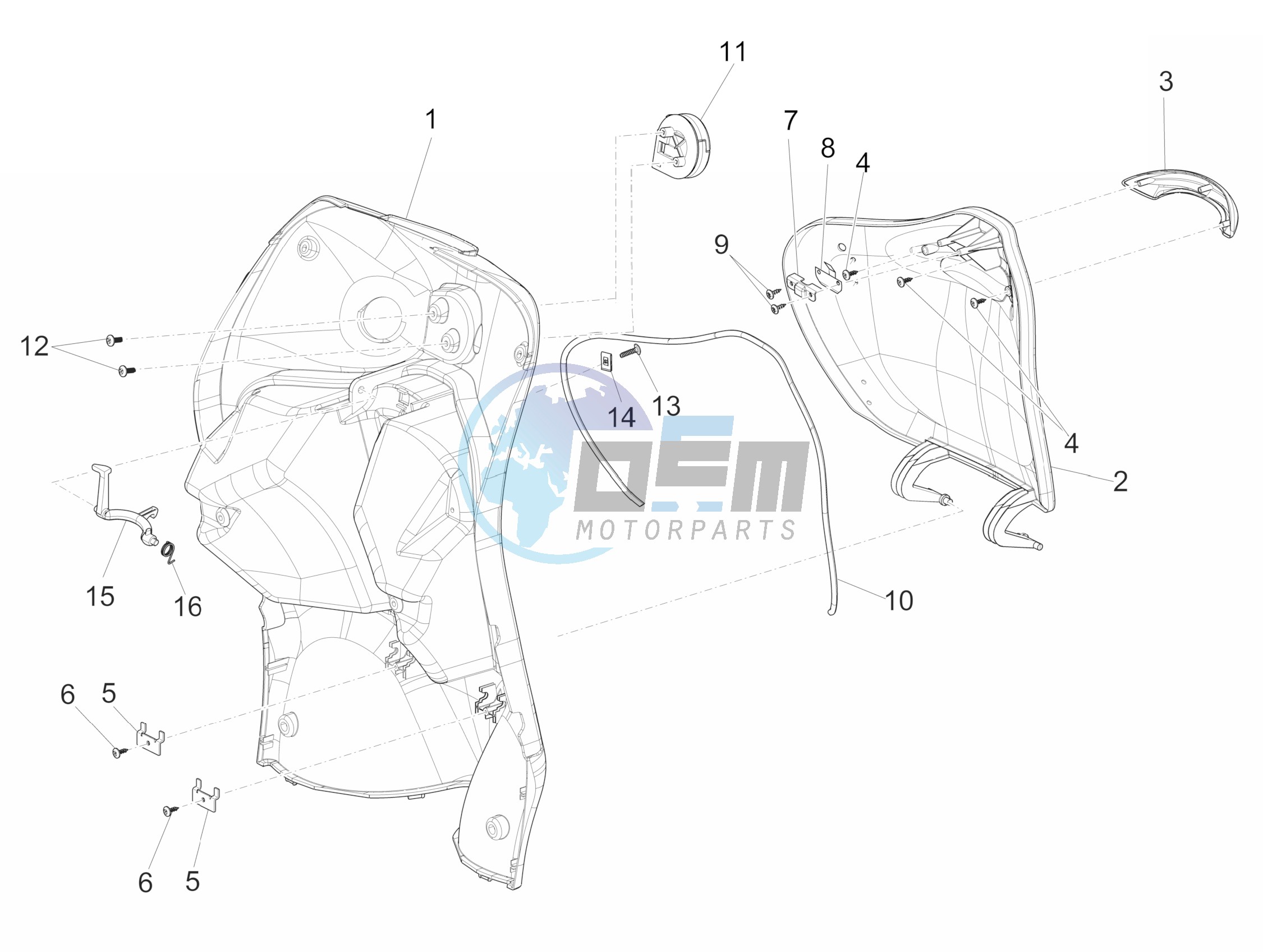 Front glove-box - Knee-guard panel