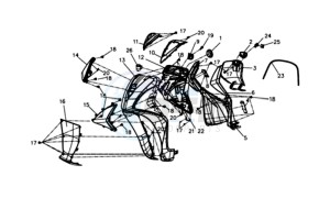 SYMPHONY ST 125 EURO4 L7 drawing FRONT COVER / BINNENPLAAT /  INDICATORS