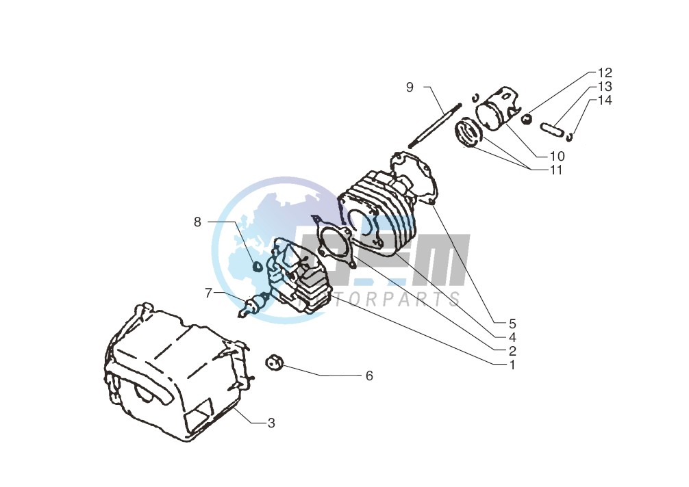 Cylinder-piston-wrist pin assy.