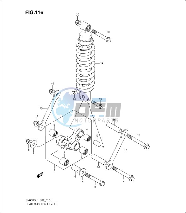 REAR CUSHION LEVER (SV650SAL1 E24)