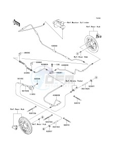 KAF 400 C [MULE 610 4X4 HARDWOODS GREEN HD] (C6F-C9F) C7F drawing REAR BRAKE PIPING