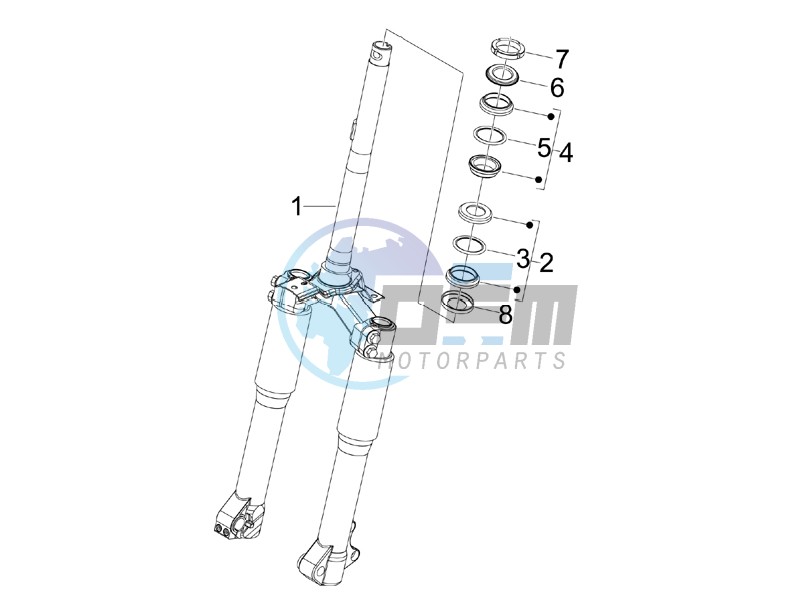 Fork steering tube - Steering bearing unit