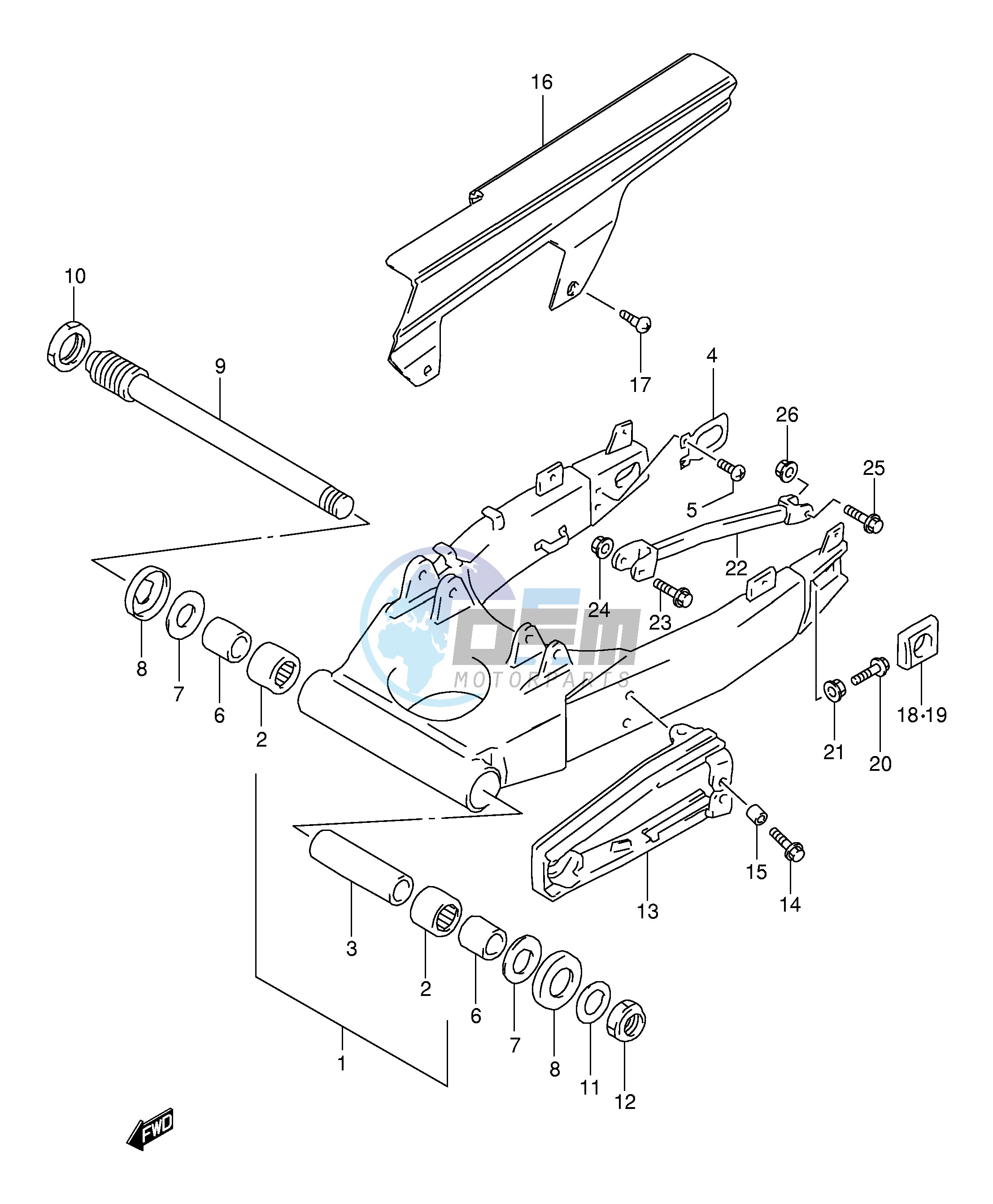 REAR SWINGING ARM (E2,E4,E25,E34,P37)