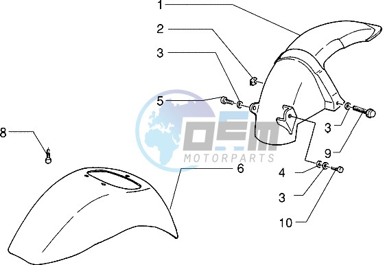 Front and rear mudguard