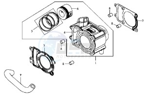 JOYRIDE 125 drawing CYLINDER MET PISTON / CYLINDER GASKETS TOP AND BOTTOM