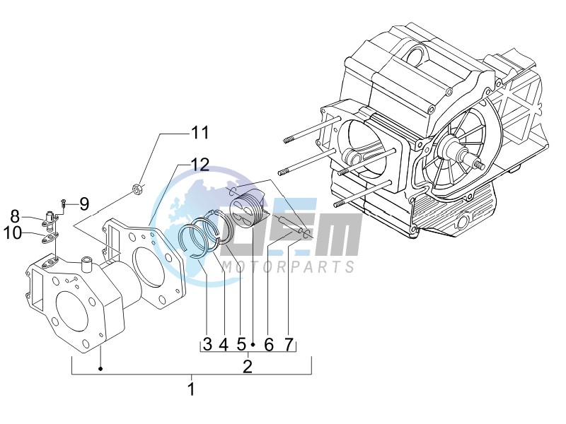 Cylinder-piston-wrist pin unit