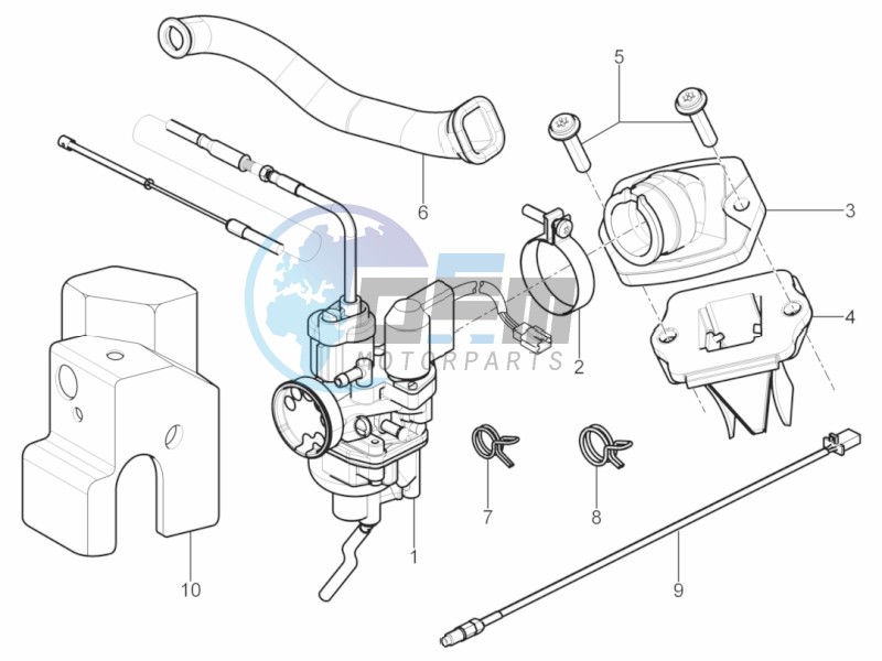 Carburettor, assembly - Union pipe