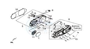 GTS 300i 2012 drawing CRANKCASE COVER LEFT