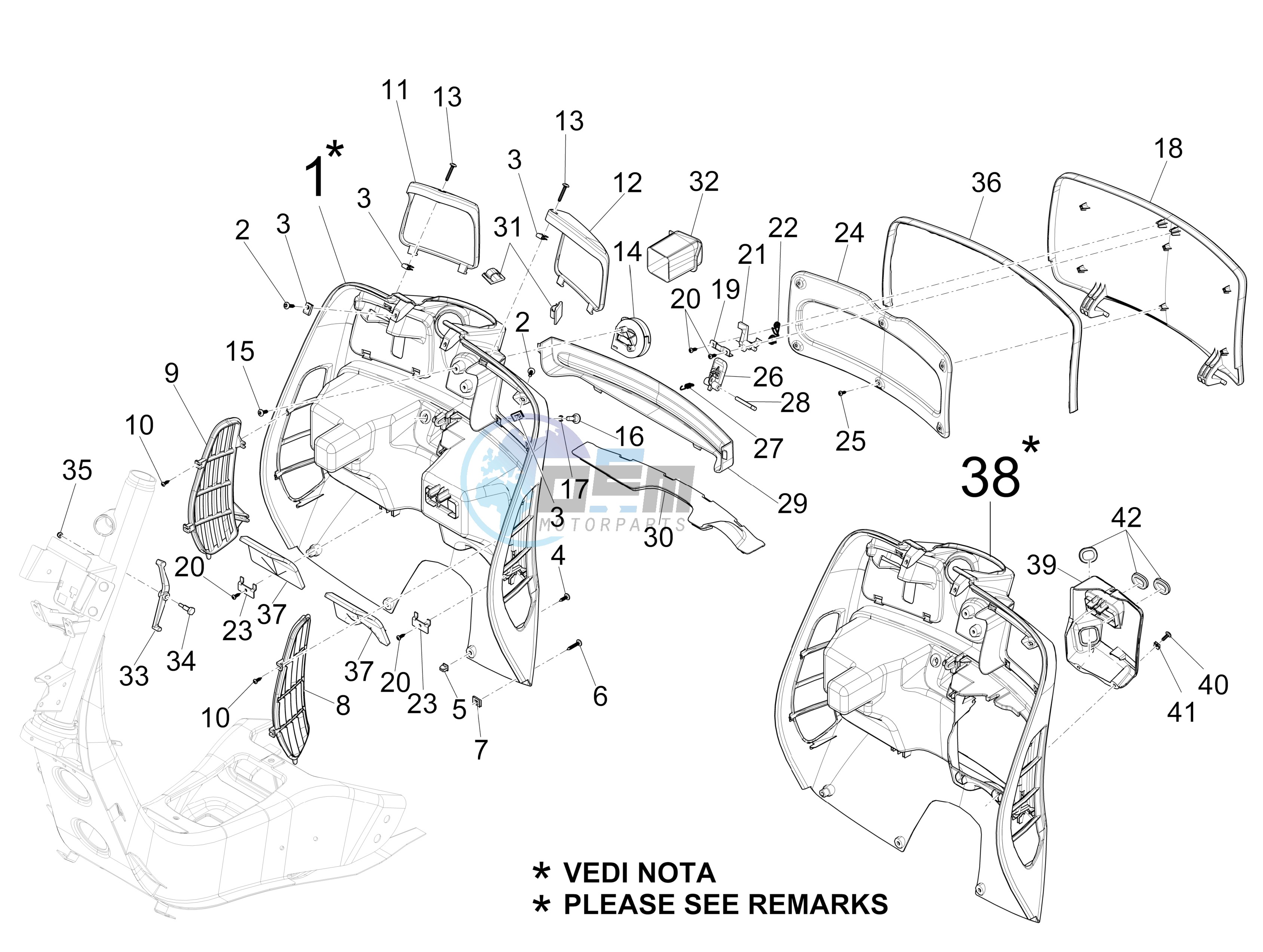 Front glovebox - Knee-guard panel