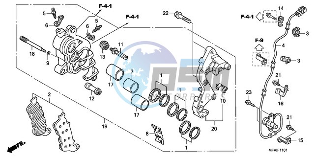 R. FRONT BRAKE CALIPER (CBF1000A/T/S)