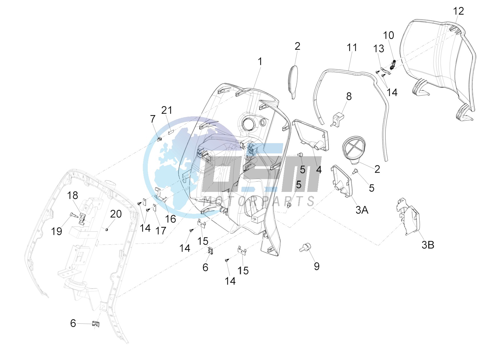 Front glove-box - Knee-guard panel