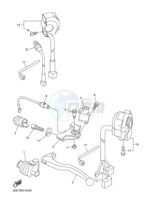 WR250R (32DR) drawing HANDLE SWITCH & LEVER