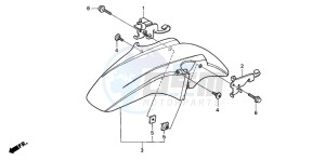 CB600F HORNET S drawing FRONT FENDER (CB600F2/F22/3/4)