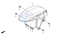 CB600F2 HORNET S drawing FRONT FENDER (CB600F5/6)