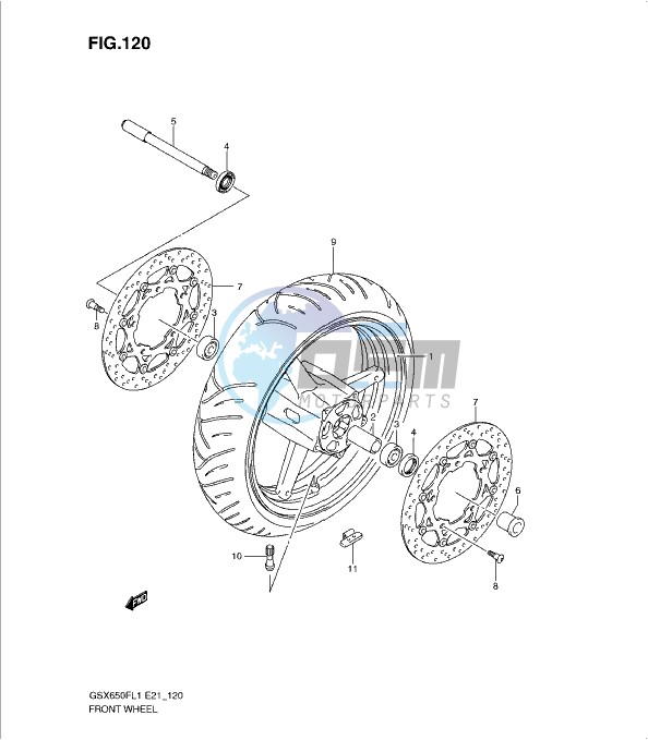 FRONT WHEEL (GSX650FUL1 E24)