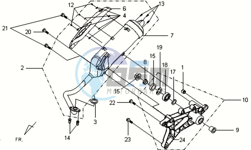 EXHAUST - REAR FORK