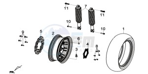 GTS 125I ABS-SNS EURO4 L7 drawing REAR WHEEL - REAR SHOCK ABSORBERS