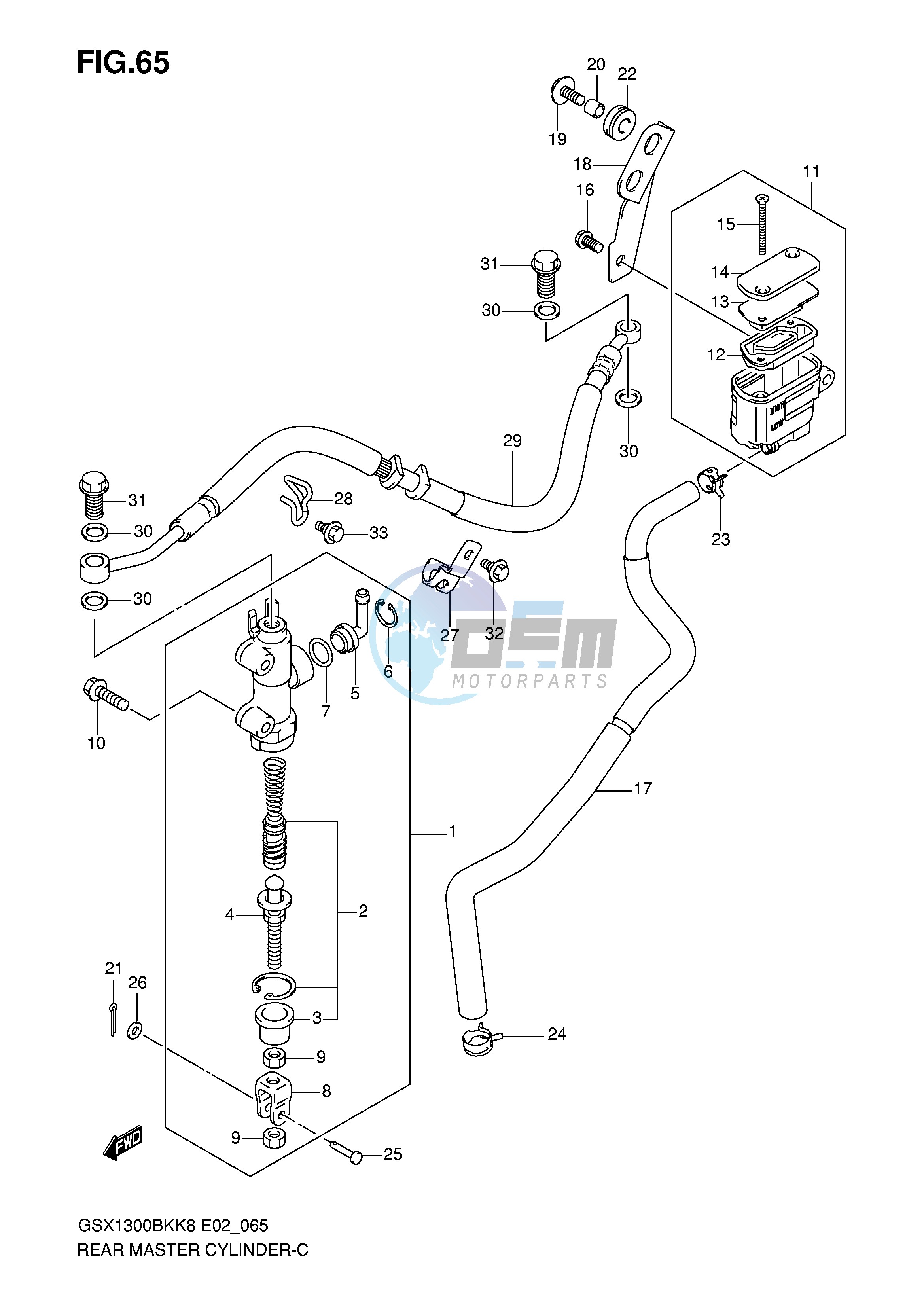 REAR MASTER CYLINDER (GSX1300BKK8 U2K8 K9 UFK9 L0 UFL0)