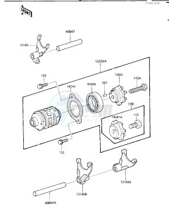 KDX 200 C [KDX200] (C1-C3) [KDX200] drawing GEAR CHANGE DRUM_SHIFT FORK-- S- -