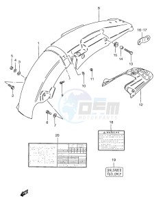 TS185ER (E1) drawing REAR FENDER (TS185ERCV P9 TS185ERW TS185ERX)