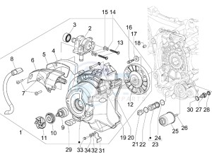 Runner 125 VX 4t SC (UK) UK drawing Flywheel magneto cover - Oil filter